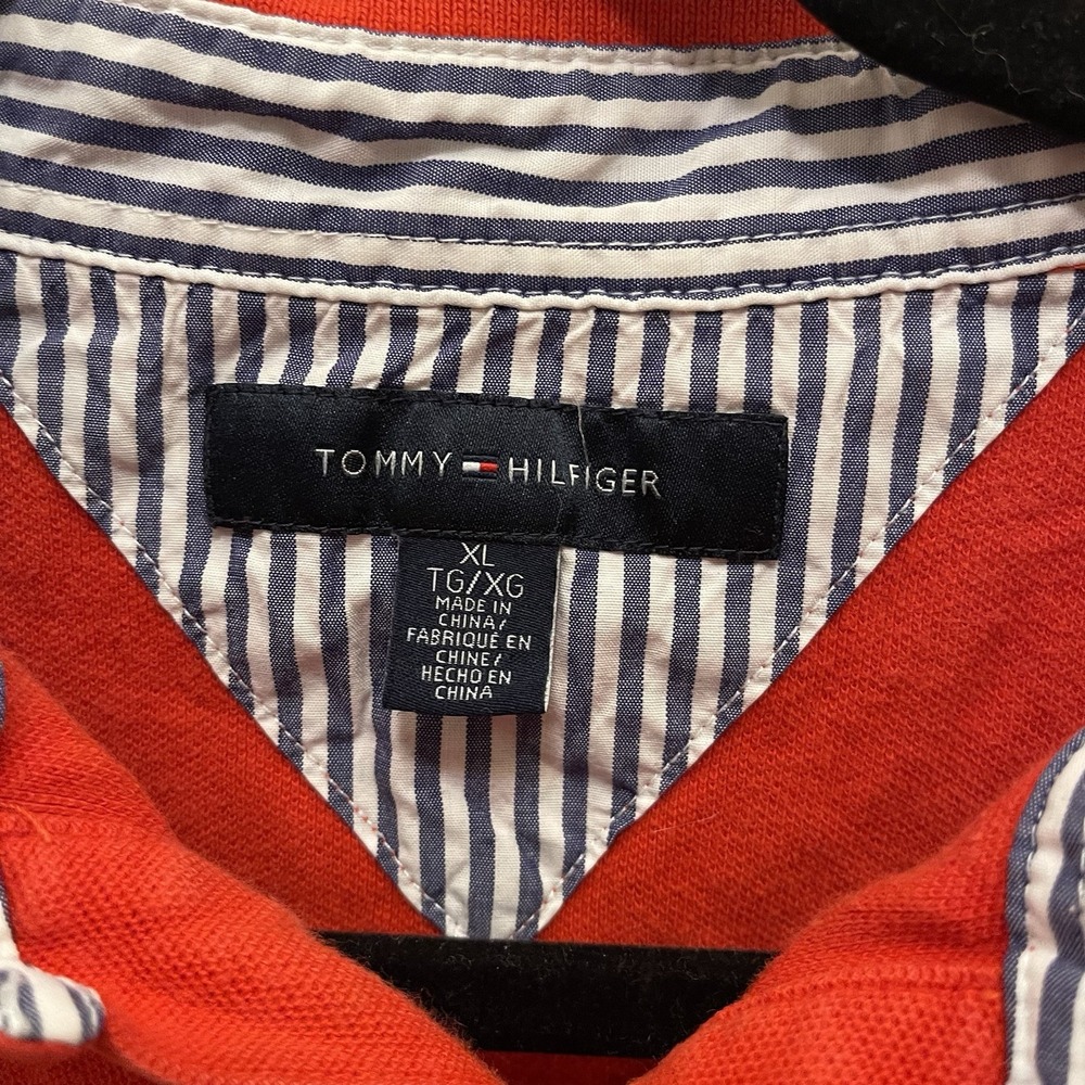 Tommy Hilfiger Polo Shirt Men XL Short Sleeve Red‎ Logo Preppy Golf - Picture 3 of 6